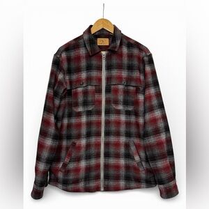 Western Plaid Flannel Shacket Zip Front Workwear Jacket | Red Head Ranch